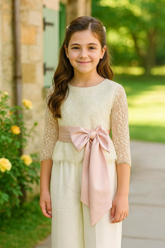 Traje de Primera Comunión ‘Áurea’ – Falda Desmontable y Estilo Convertible
