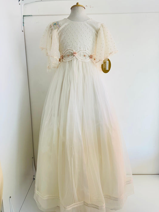 Vestido de Comunión Elegante con Olanes en Mangas - estilo Ginny - Ceremonias Anny