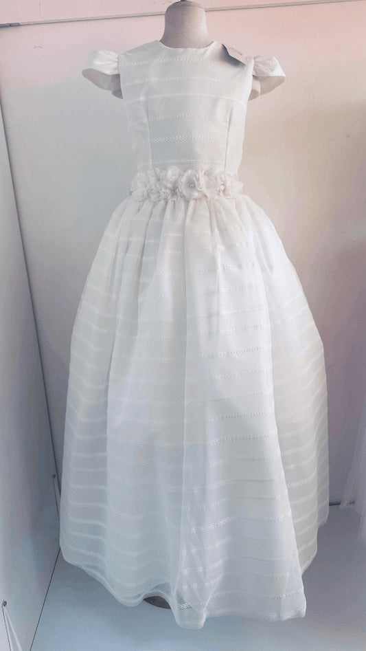 Vestido de Primera Comunión “Florencia” – Tul bordado, Manga Corta
