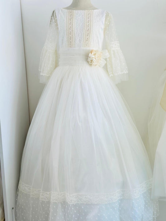 Vestido de Primera Comunión “Samantha” – Estilo Vintage, Manga Larga