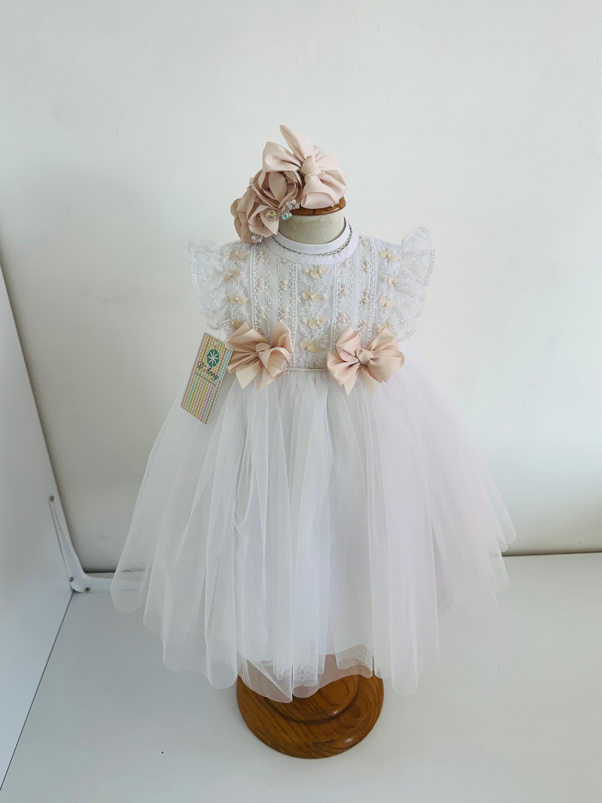 Vestido de Bautizo Clásico Blanco para Niña - Ceremonias Anny