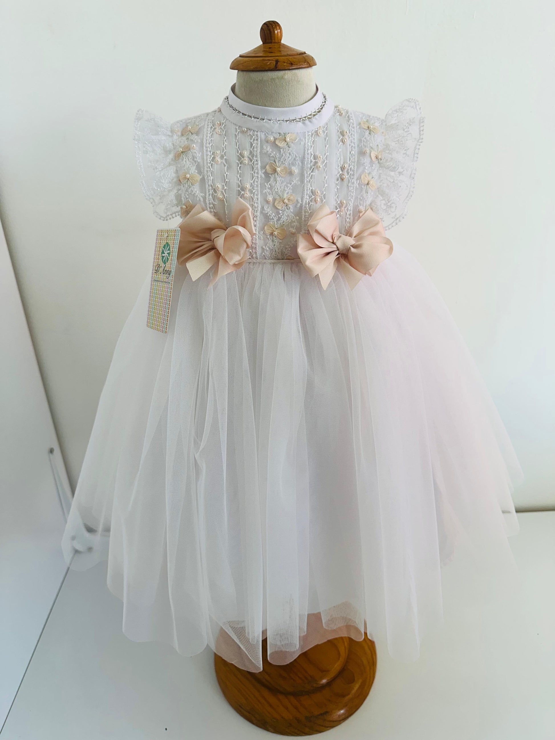 Vestido de Bautizo Clásico Blanco para Niña - Ceremonias Anny