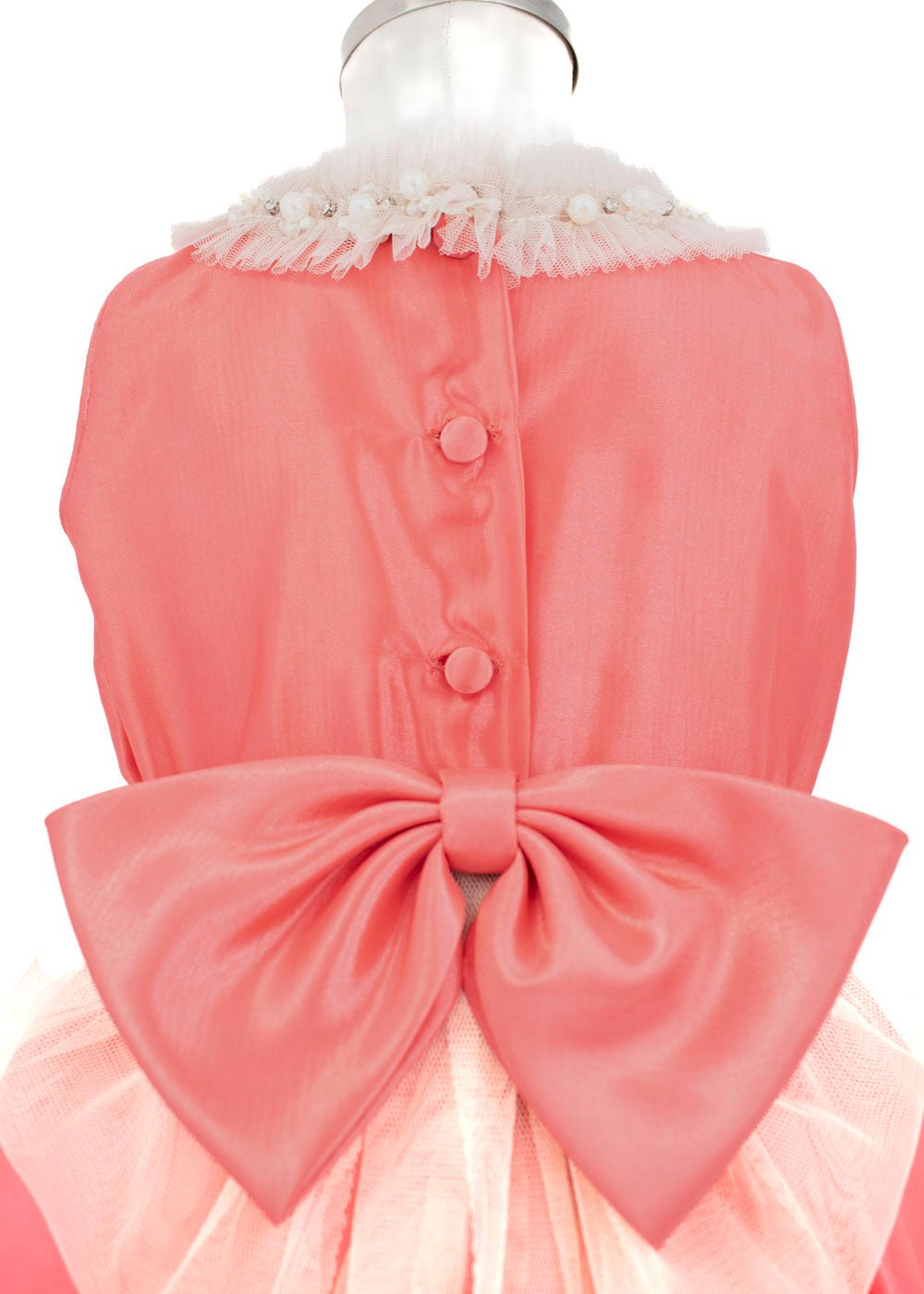 Vestido en capas coral - Ceremonias Anny