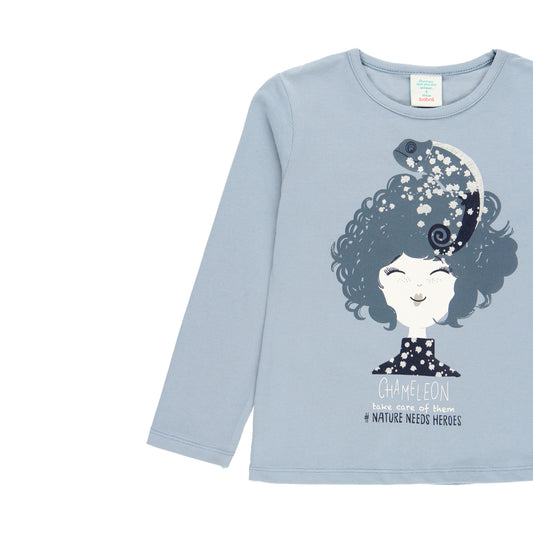 Playera manga larga azul 495019