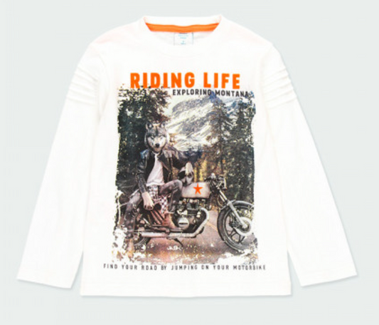 Playera niño con estampado de moto 523145