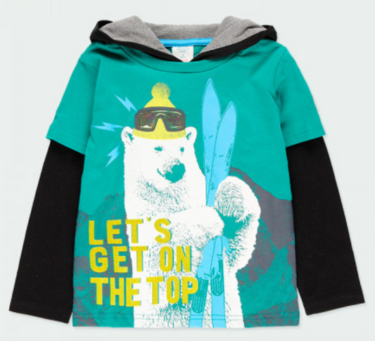 Playera manga larga tipo sudadera niño