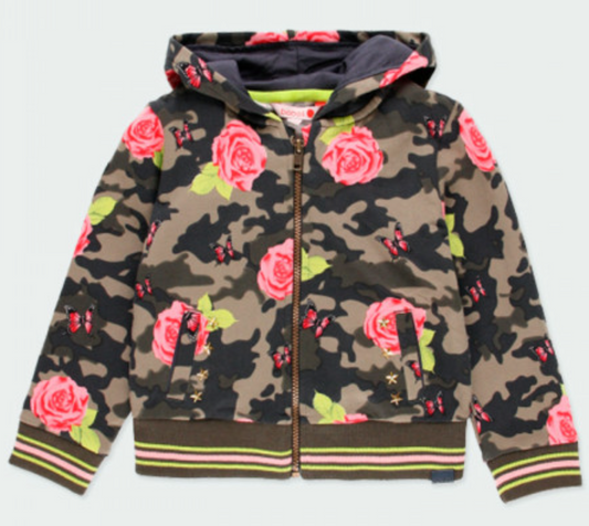 Sudadera con estampado militar y flores 421108