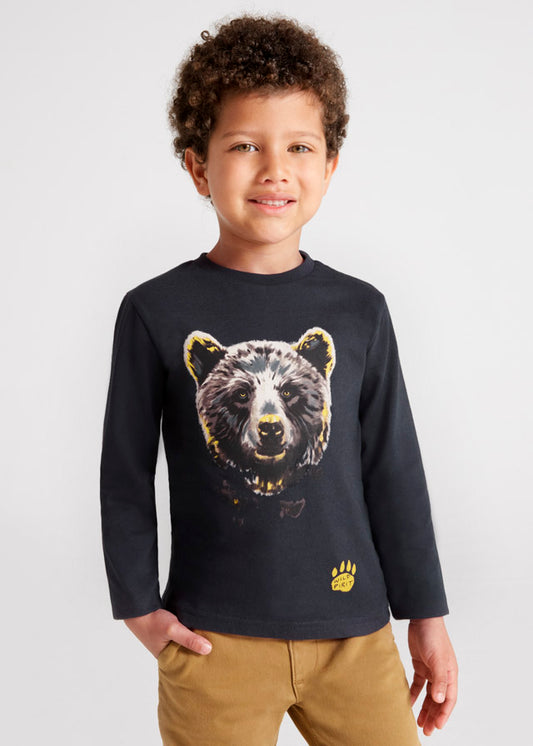 Playera manga larga con oso 4006