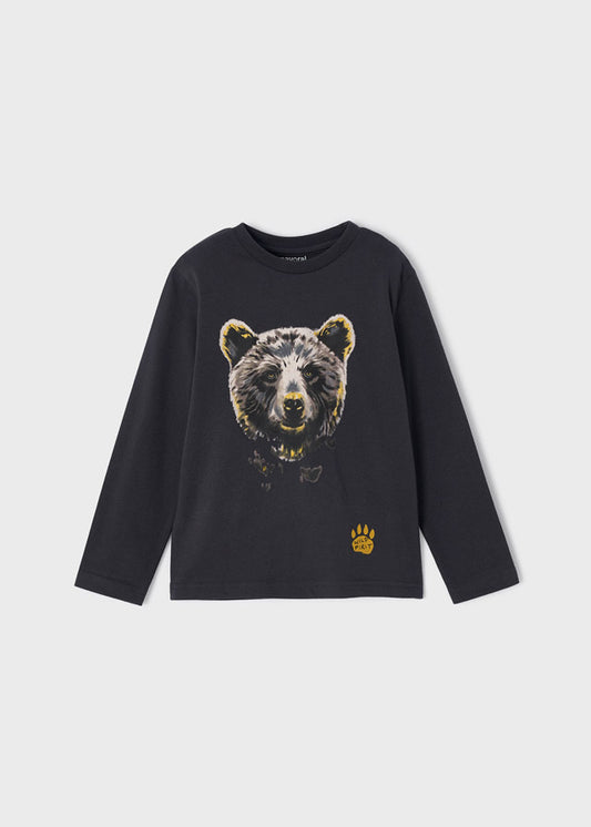Playera manga larga con oso 4006