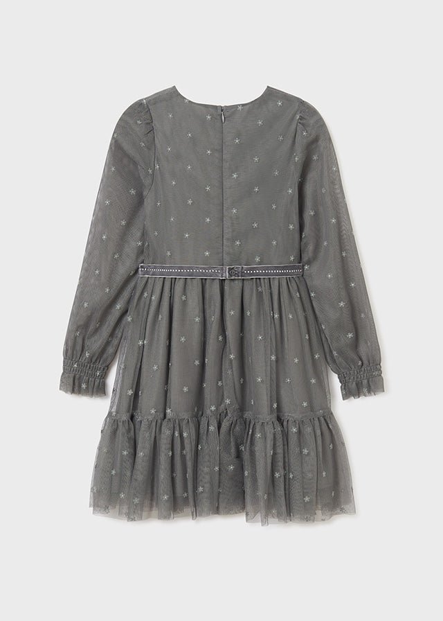 Vestido gris manga larga 7937 - Ceremonias Anny