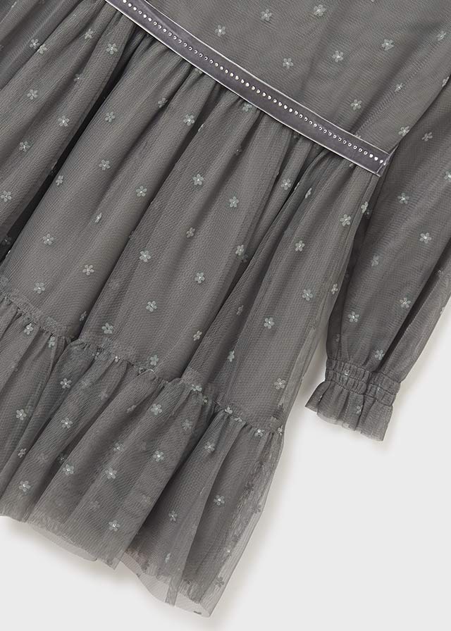 Vestido gris manga larga 7937 - Ceremonias Anny